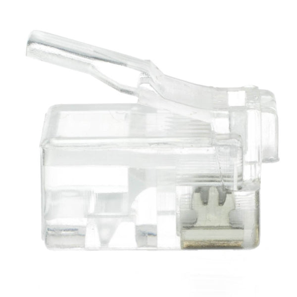 QualConnect Phone/Data RJ12 Crimp Connectors for Flat Cable, 6P6C, 50 Pieces