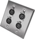 Seismic Audio Stainless Steel Wall Plate - 2 Gang with 4 XLR Female Connectors