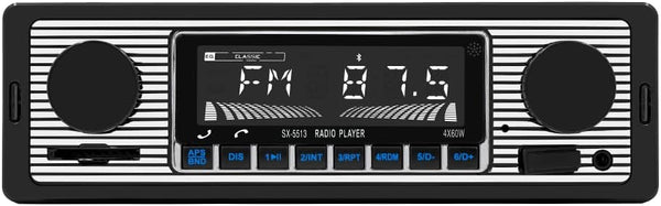 Classic Single Din Car Radio with Bluetooth, FM Radio, Hands-Free Calling, USB/SD/AUX Port, Remote Control