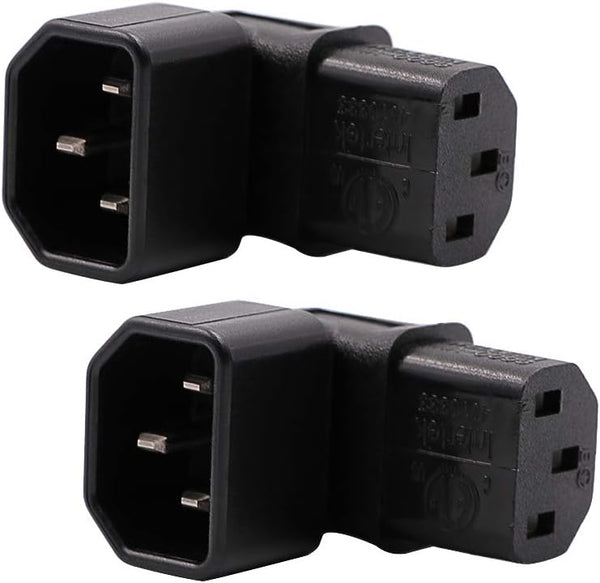 IEC C14 to C13 Power Adapter, PDU Plug/Socket Down 90 Degree, 2 Pack for LCD Wall Mount TV