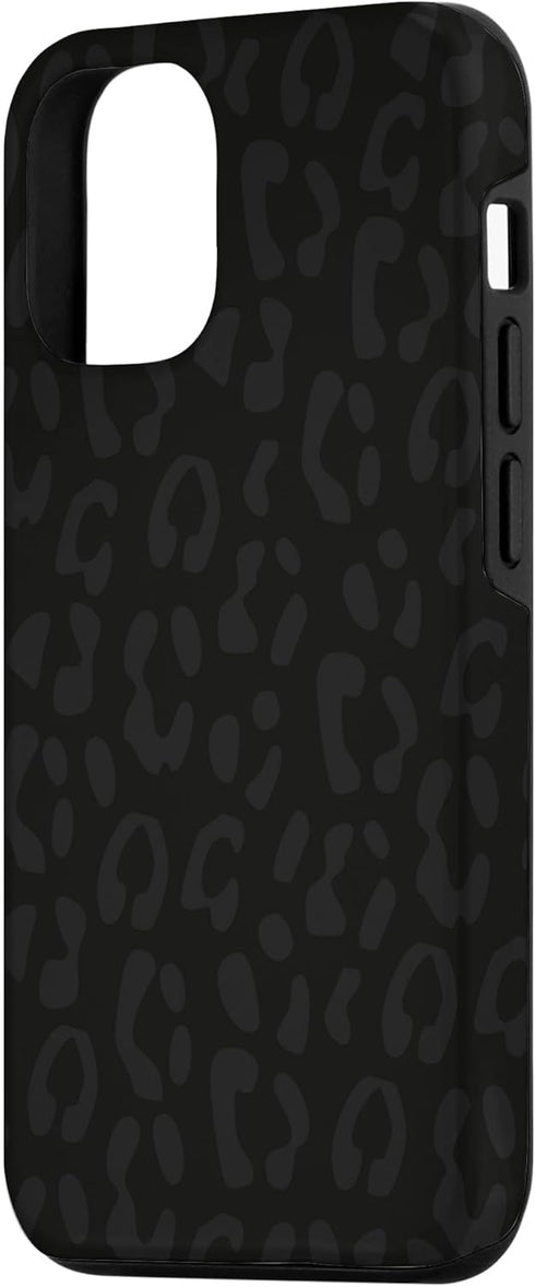 Black Leopard Print Protective Case for iPhone 12/12 Pro, Cheetah Design for Women