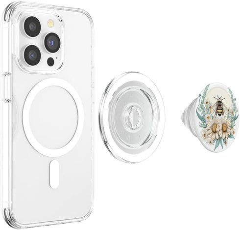 Bee Honeybee Daisy Flowers PopSockets PopGrip for MagSafe