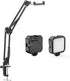 Overhead Phone Mount, Articulating Arm Cell Phone Holder with LED Light, Flexible Phone Stand for Live Streaming, Video