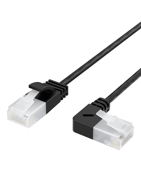 CableCreation Ultra Slim Cat6a Ethernet Short Cable OD 2.8mm, Left Angle LAN