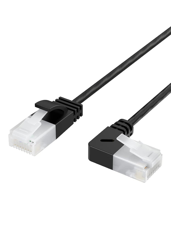CableCreation Ultra Slim Cat6a Ethernet Short Cable OD 2.8mm, Left Angle LAN