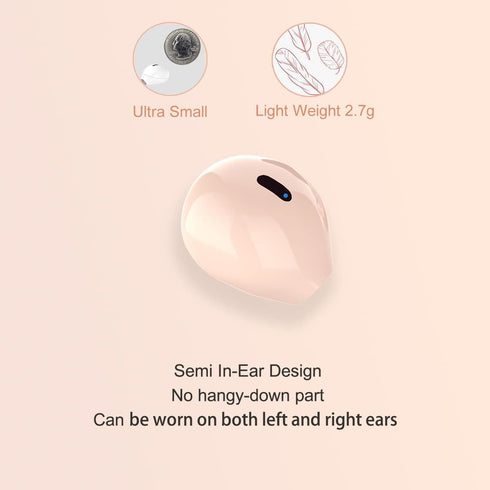 Invisible Wireless Blue Tooth Earbuds Mini Earpiece Small Ear Buds Semi in-Ear Headphone Touch Control for Work, Home, Music, Audiobooks and Podcasts(Single Beige)