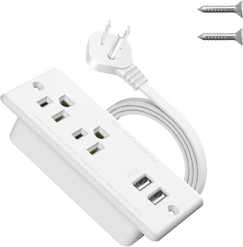 Jgstkcity Recessed Power Strip with USB,Flat Plug Ultra Thin Extension Cord,Furniture Desktop Charging