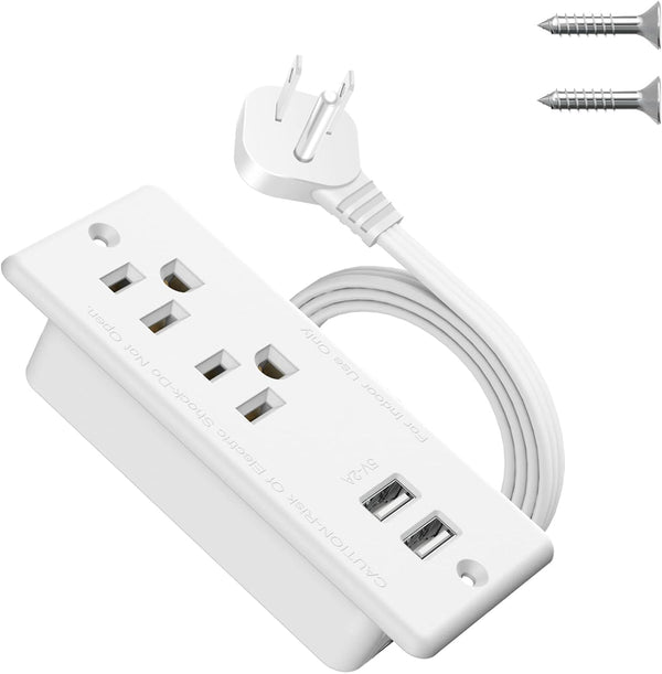 Jgstkcity Recessed Power Strip with USB,Flat Plug Ultra Thin Extension Cord,Furniture Desktop Charging