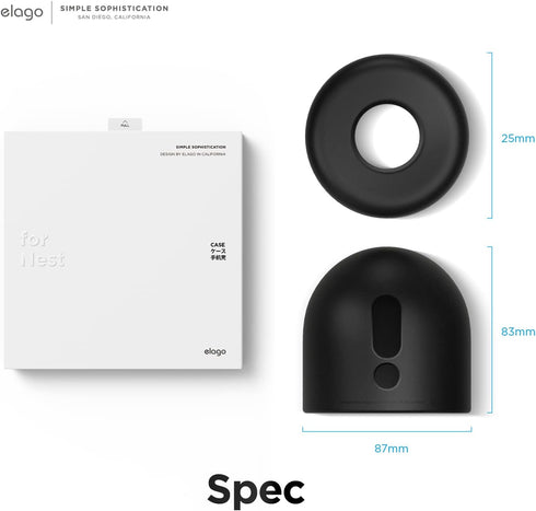 elago Silicone Cover for Google Nest Cam Outdoor or Indoor, Black Magnetic Mount Cover with All Weather Protection