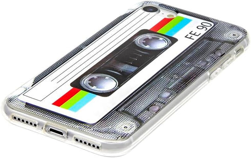 80s Retro Tape Cassette Soft Back Cover Phone Case for iPhone 7, 8, SE 2020/2022 - Compatible & Stylish!