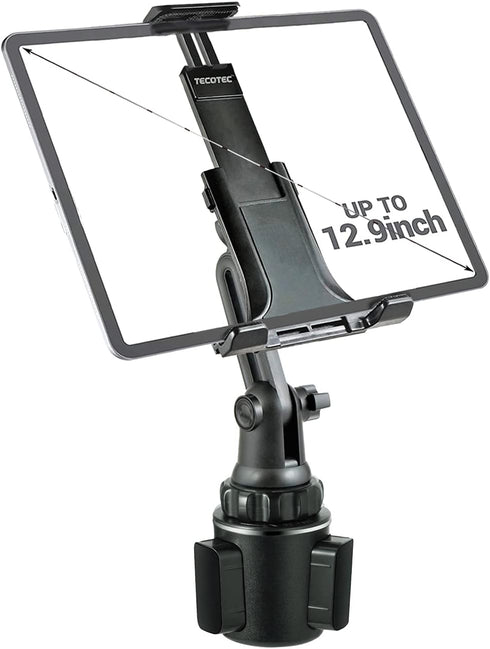 Universal 2 in 1 Car Cup Holder Tablet Mount - Upgraded 9" Long Neck iPad Holder for All Cellphones/Tablets up to 12.9"