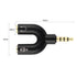 3.5mm Stereo Splitter Y Adapter - Audio to Mic Headset Jack Plug, Black