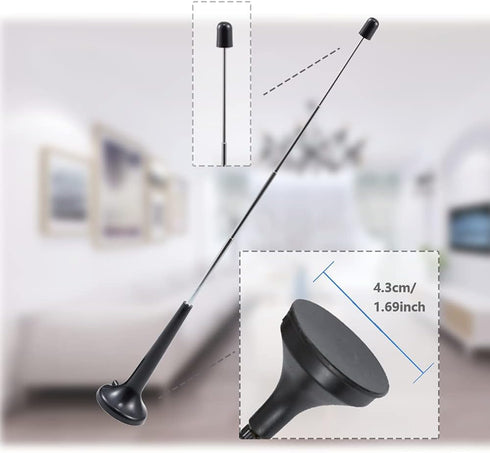 DVB-T Digital HDTV Antenna with Magnetic Base, 5 Sections Telescopic Pole, 5dBi Mini TV Antenna with 1.5m Coax Cable