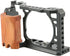 NICRYRIG Cage Kit for Sony A6400 A6500 Mirrorless Camera with Wooden Handle Grip