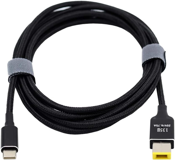 NFHK Type-C USB-C 135W to DC Rectangle 11.0 * 4.5mm Power PD Charge Cable for Thinkpad X1 Legion Y7000P Laptop DC20V