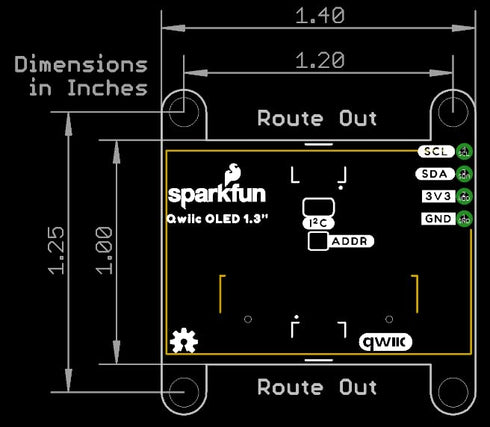 (1.3in., 128x64) 3.0-3.3V SparkFun Qwiic OLED - Horizontal Qwiic connectors, Supply Voltage: