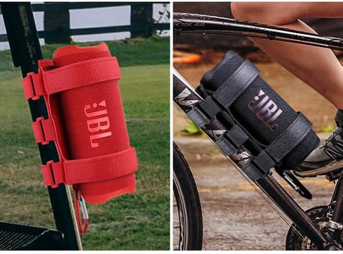 co2CREA Portable Speaker Mount for Most Bluetooth Speakers, Adjustable Strap Attachment for Golf Cart Railing, Red