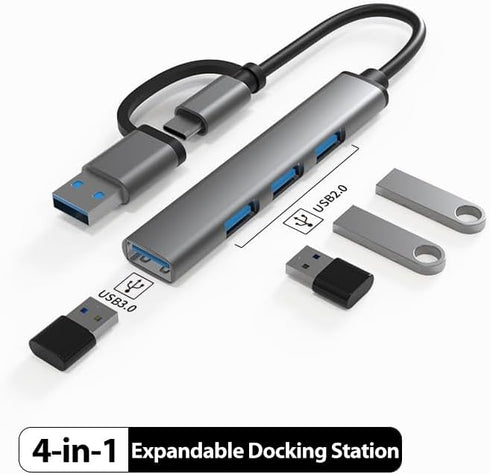iPartsleader 4-in-2 3.0 3 2.0 15 Pro,Xbox,PS5,XPS USB-C Hub, Featuring USB and USB Ports, Adapter Compatible with USB-C