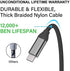 10FT USB C Cable for iPhone 15, iPad Pro, Fast Charging Nylon Cord for Samsung Galaxy S24, Note 20, Google Pixel & More.