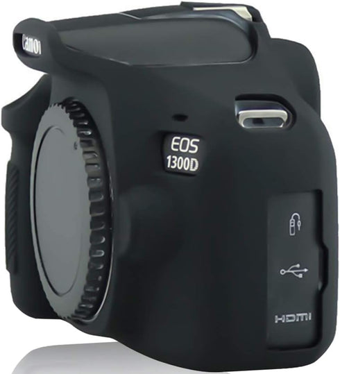 Camera Case for Canon EOS Rebel T6 T7, Silicion Rubber Camera Case Cover Detachable Protective for EOS 1300D Rebel T6/ EOS 1500D Rebel T7 KISS X90 Camera (Black)