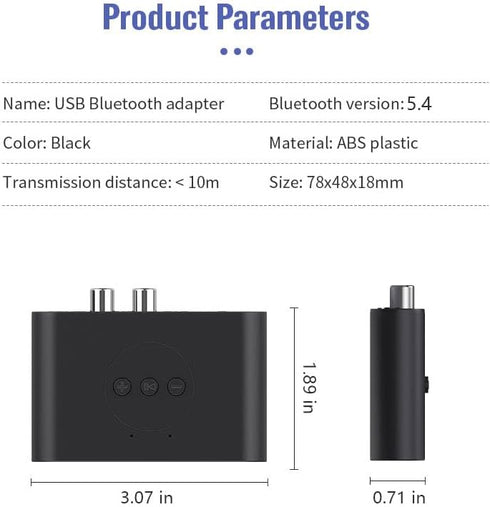 Bluetooth 5.4 Audio Adapter for Music Streaming Sound System, Wireless Adapter for Smartphones and Tablets, Works with