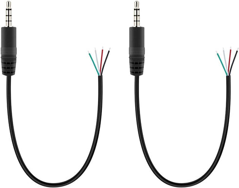 Fancasee 2-Pack 3.5mm to Speaker Wire TRRS Stereo Male Plug to Bare Wire Adapter for Audio Repair