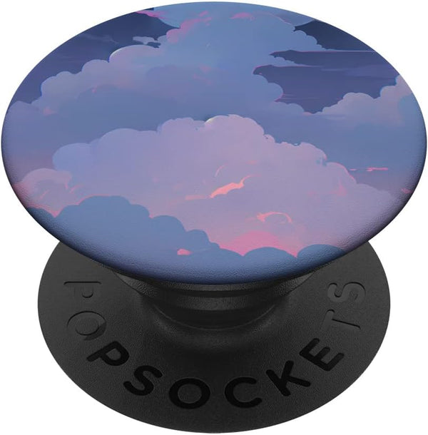 Kawaii Lofi Luna Night Sky Cute Pink Blue Clouds PopSockets Swappable PopGrip