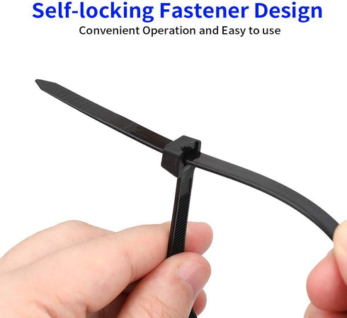 200 Pack Bulk KOOWIN Medium Nylon Plastic Cable Zip Ties, 8 inch Wire Wraps in Black