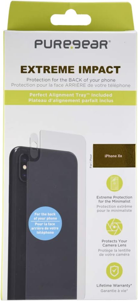 PureGear Extreme Impact for Apple iPhone XR, Back Cellphone Protector + Back Camera Lens Protector Only