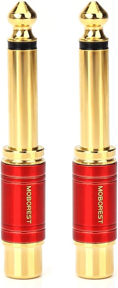 MOBOREST - 1/4 in to RCA Female Pure Copper Adapter, 6.35mm Mono TS Plug Male to RCA Female Audio Adapter