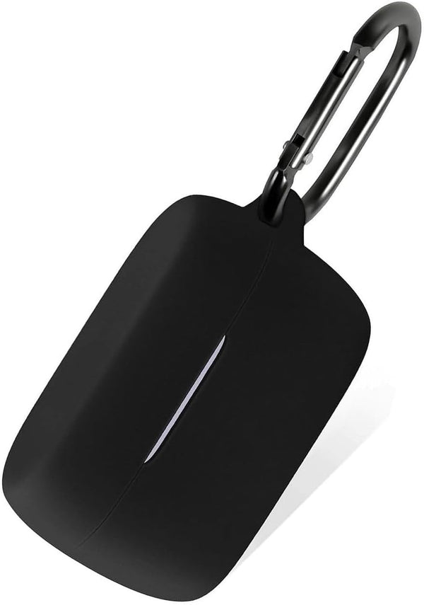Geiomoo Silicone Carrying Case for Jabra Elite 4, 3, 2, Portable Scratch Shock Resistant Cover with Carabiner, Black