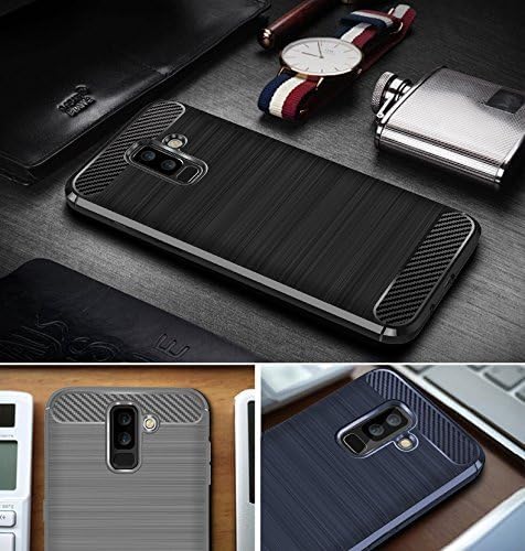 Case for Samsung Galaxy A6 Plus 2018, Carbon Fiber Shock Absorption Slim Case (Black)