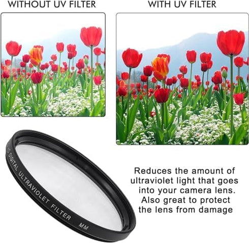 Acuvar 55mm and 58mm Multi-Coated 3 Piece Filter Kit (UV-CPL-FLD) for Nikon D3500, D5600, D3400 DSLR Camera with Nikon 18-55mm f/3.5-5.6G VR AF-P DX and Nikon 70-300mm f/4.5-6.3G ED