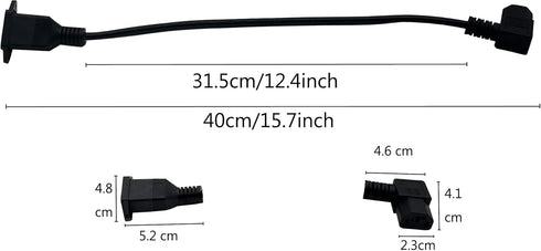 C14 to C13 Panel Mount Power Cable, 90 Degree Right IEC 320 C13 Female to C14 Male PDU Power Supply Extension Cord, 0.4m