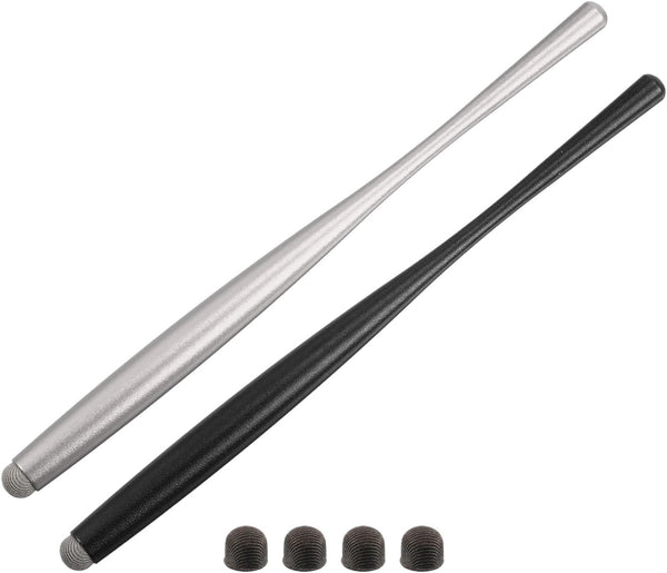 MECCANIXITY 2pcs Slim Stylus Pens for Touch Screens with 4 Fiber Fine Tips, Universal Capacitive Black Silver