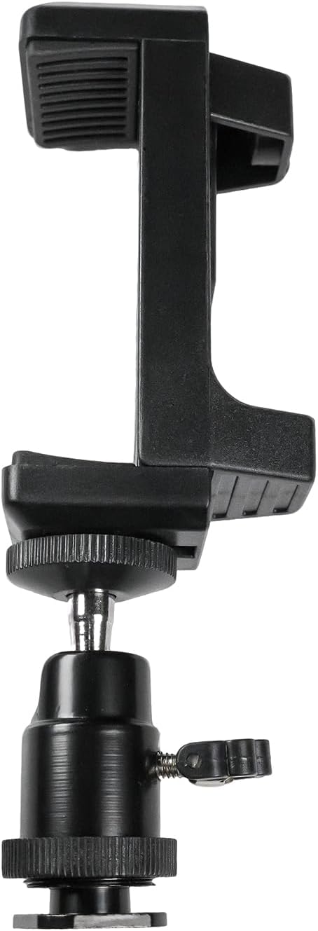 ISHEJS 360 Hot Shoe Phone Mount for Camera, Ball Head Adapter with Phone Clamp - Rotatable Smartphone Holder