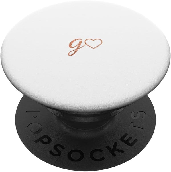 Rose Initial Letter G Heart Minimalist White PopSockets Standard PopGrip