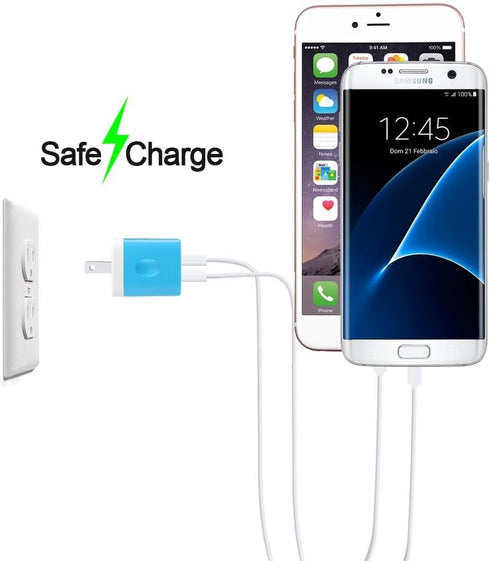 Charging Block, Wall Charger Sicodo 3-Pack Dual Port USB Home Travel Wall Charger Plug Compatible with iPhone 15, 14,