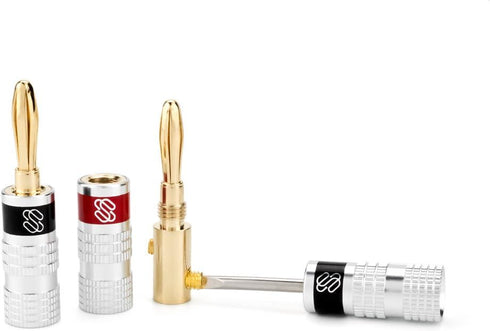 Sewell 24k Gold Silverback Banana Plugs, Dual Screw Lock Speaker Connector, 12 Pairs