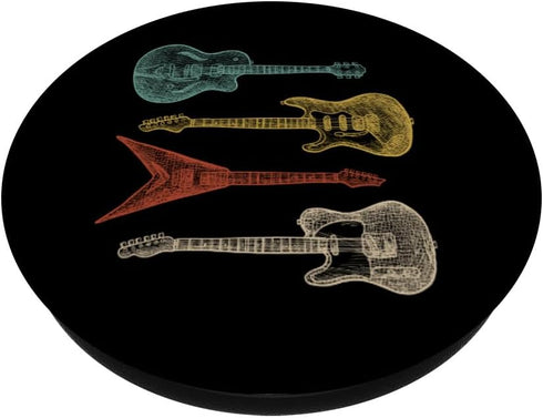 Distressed Retro Electric Guitars. Vintage Bass Guitar print PopSockets PopGrip: Swappable Grip for Phones & Tablets PopSockets Standard PopGrip