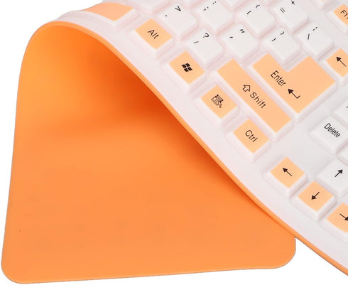 GOWENIC Foldable Silicone Keyboard, 106 Keys Roll Up USB Wired Waterproof Keyboard for PC Laptop Notebook, Full Size