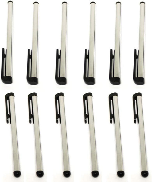 ASC 12 x Stylus Pen 4 Inch Stylus for iPhone, Samsung, Ipad, iPod, and All Touch Screen Devices - 1 Dozen (Silver)