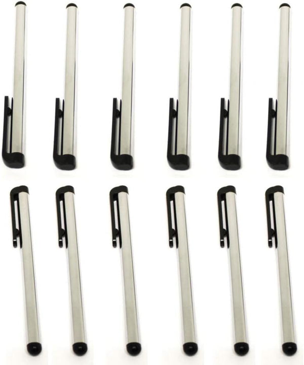 ASC 12 x Stylus Pen 4 Inch Stylus for iPhone, Samsung, Ipad, iPod, and All Touch Screen Devices - 1 Dozen (Silver)
