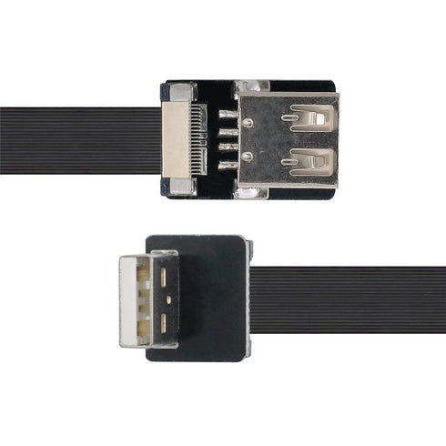 xiwai 2m Up Angled USB 2.0 Type-A Male to Female Extension Data Flat Slim FPC Cable for FPV, Disk, Scanner, Printer