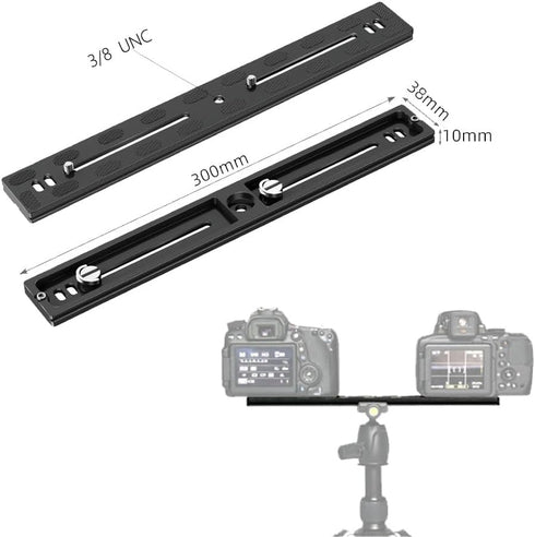 Trwteru 300mm Quick Release Plate for DSLR Cameras, Aluminum Alloy Universal Tripod Mount Plate Secure Locking