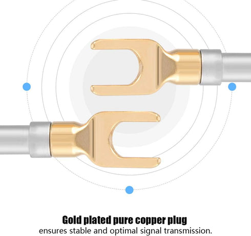 Banana Plugs for Speaker Wire - 6 Pcs 24K Gold Plated Pure Copper Y Plug Spade Connector