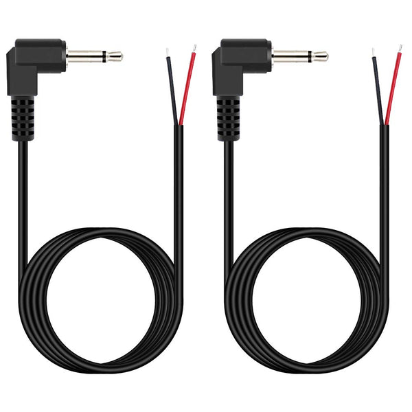 Fancasee (2 Pack 6 ft) Replacement 3.5mm Right Angle Male Plug to Bare Wire Audio Cable Repair