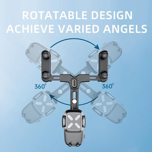 360 Rotatable and Retractable Car Phone Mount, Anti-Shake Design, Compatible with Samsung, iPhone, Sony