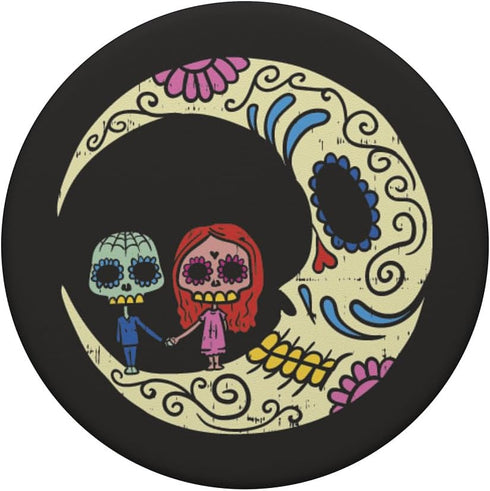 Sugar Skull Couple Floral Moon Mexican Day of the Dead Gift PopSockets Standard PopGrip