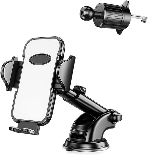 Ywdiml 360 Car Phone Holders, Adjustable Suction & Clip Vehicle Dashboard Windshield Air Vent Cell Phone Mounted